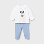 Completo ghettina e maglietta ricamata neonato 