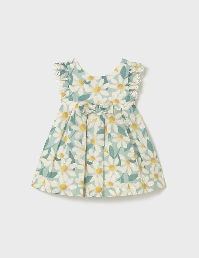 Vestito cerimonia con volant e fiori stampati neonata 