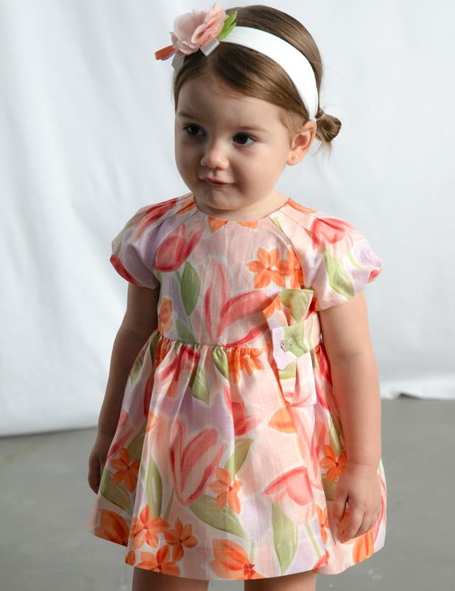 Vestito cerimonia stampato fiori neonata 