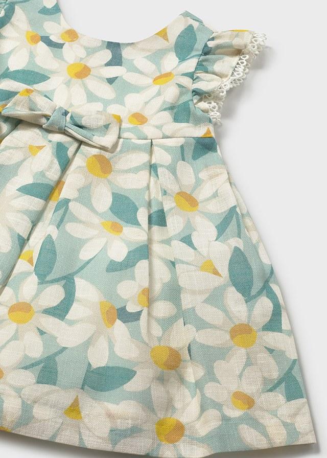 Vestito cerimonia con volant e fiori stampati neonata 