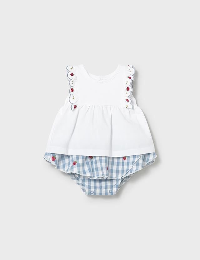 Completo gonna quadri e maglietta neonata 