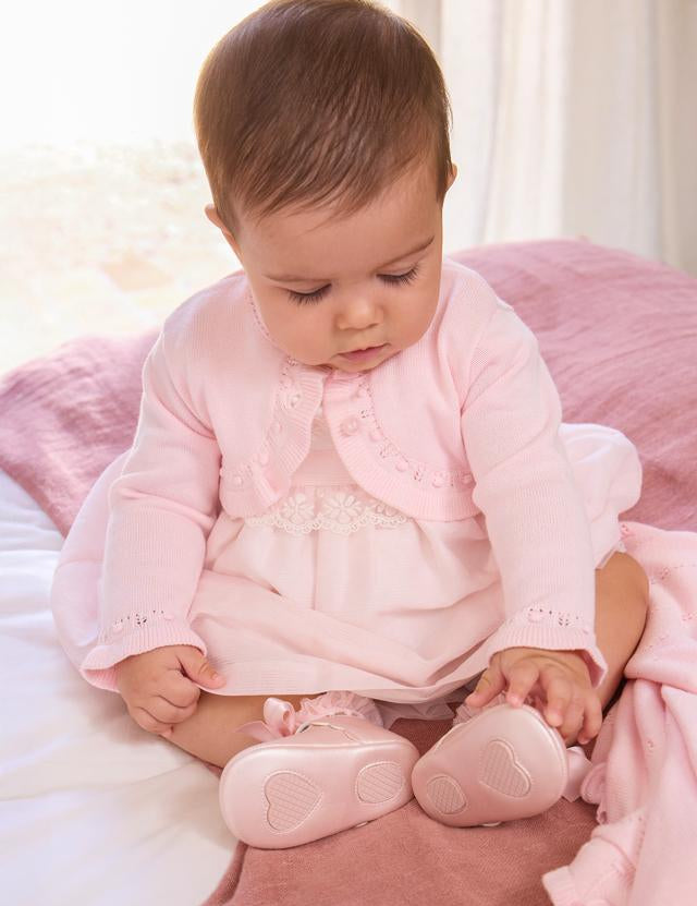 Cardigan tricot basic neonata rosa 