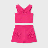 Completo bermuda fiori bambina 