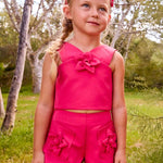 Completo bermuda fiori bambina 