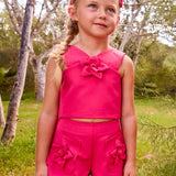 Completo bermuda fiori bambina 