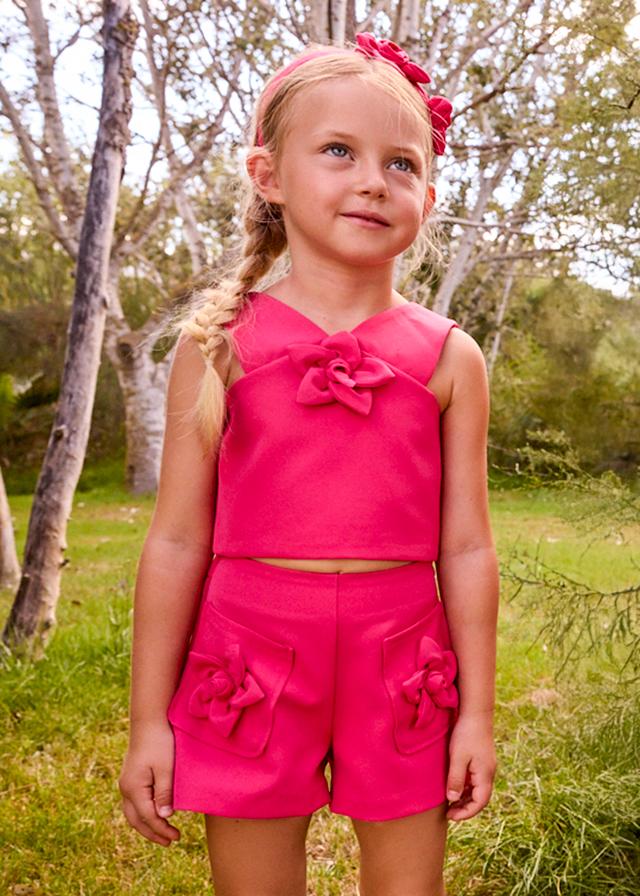 Completo bermuda fiori bambina 
