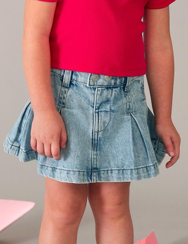 Gonna jeans con pieghe bambina 