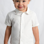 Completo pantaloncine e camicia in lino neonato 