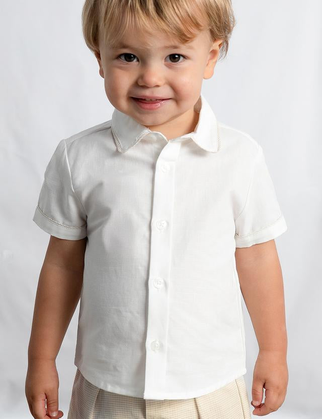 Completo pantaloncine e camicia in lino neonato 