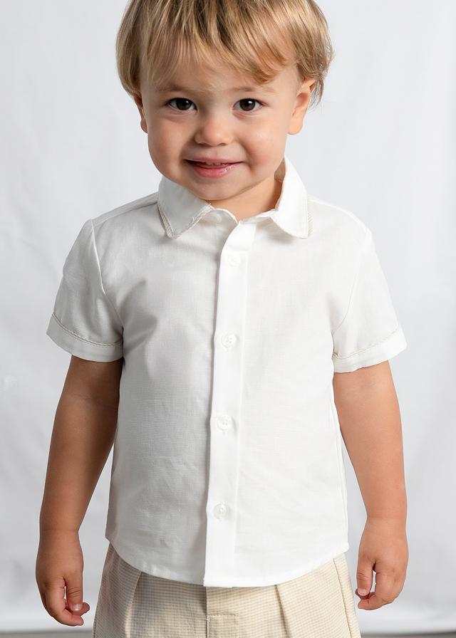 Completo pantaloncine e camicia in lino neonato 
