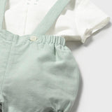 Completo pantaloncino con bretelle e camicia neonato 