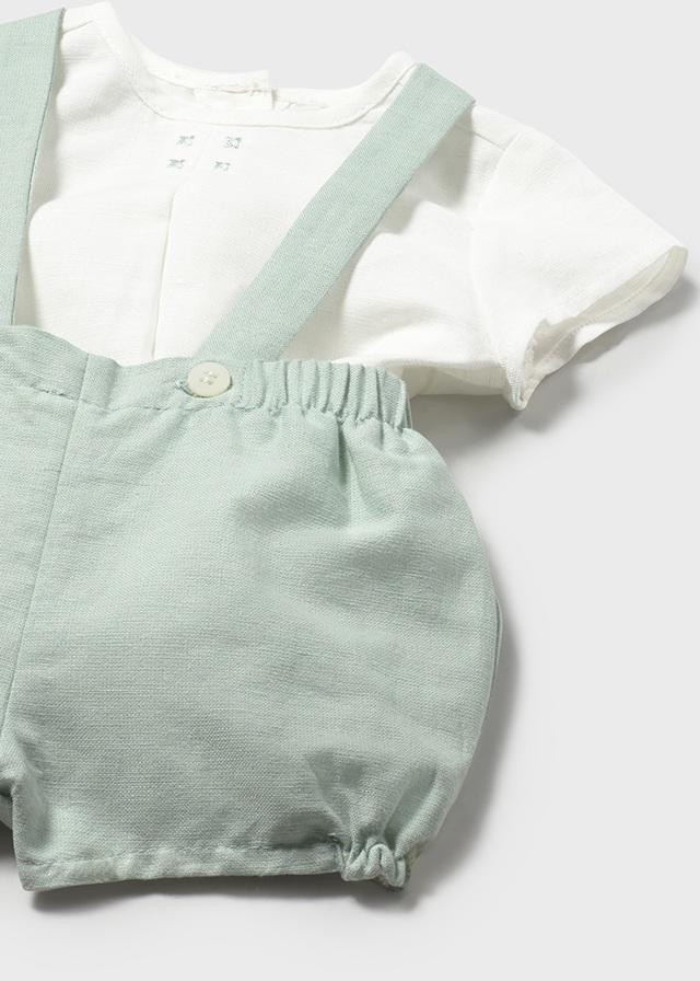 Completo pantaloncino con bretelle e camicia neonato 