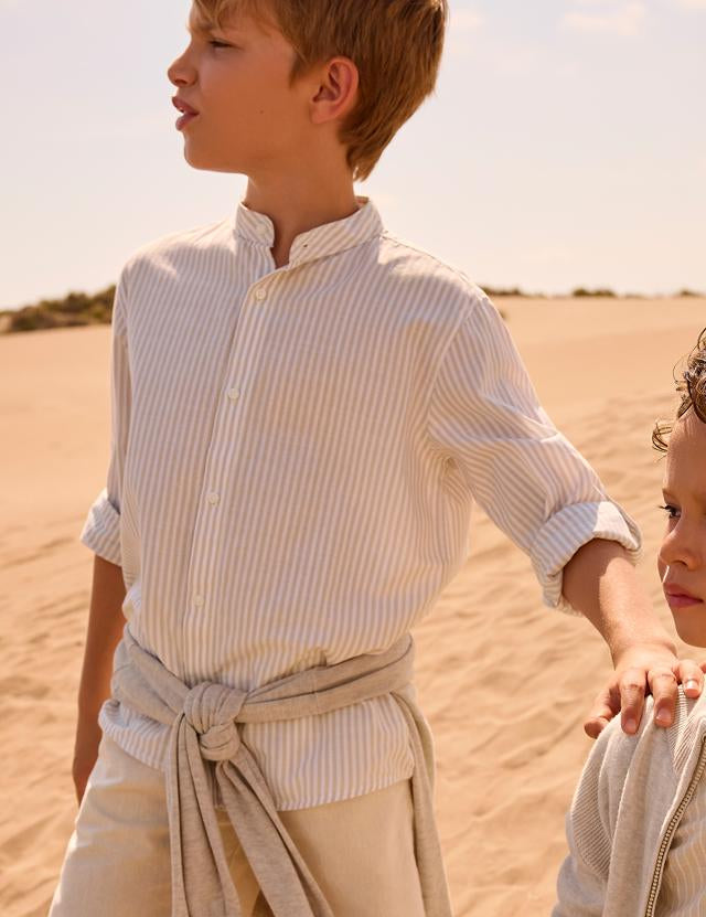 Camicia manica lunga colletto alla coreana ragazzo 