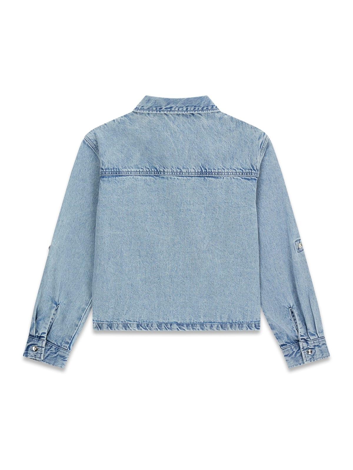Camicia in denim con strass ragazza Guess 