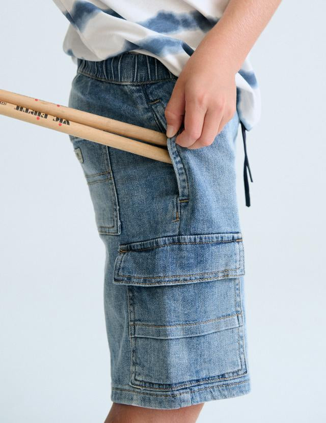 Bermuda cargo in denim ragazzo 