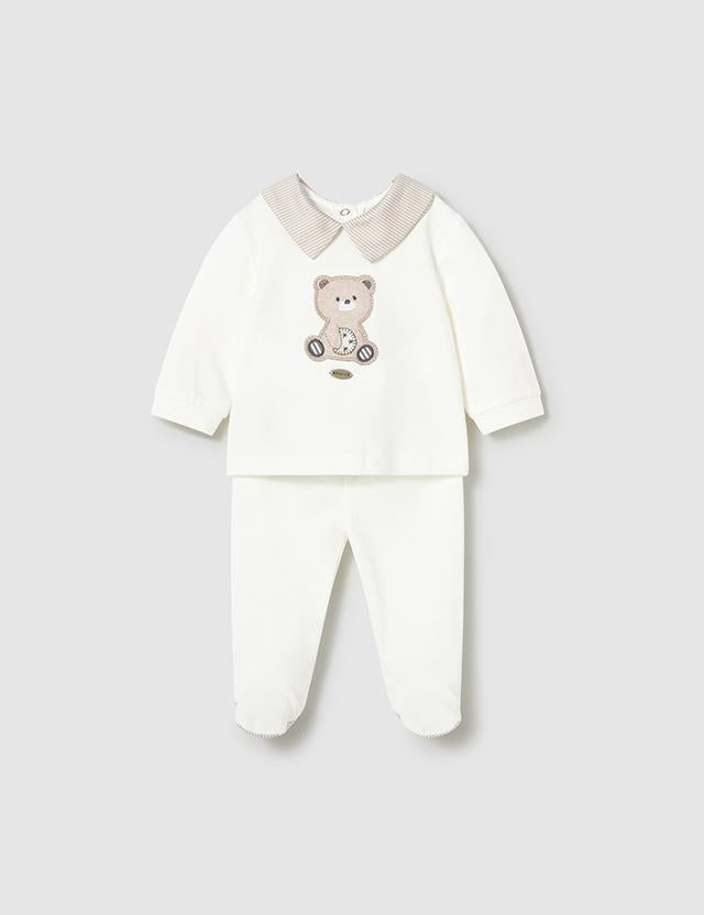 Completo ghettina e maglietta ricamata neonato 