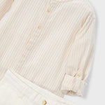 Completo bermuda e maglietta manica lunga in lino bambino<BR/> 