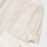 Completo bermuda e maglietta manica lunga in lino bambino<BR/> 