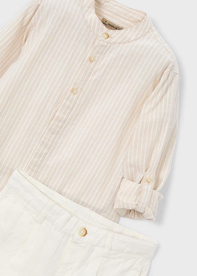 Completo bermuda e maglietta manica lunga in lino bambino<BR/> 