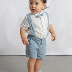 Completo pantaloncine e camicia con papillon neonato 