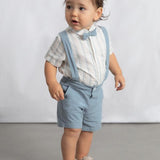 Completo pantaloncine e camicia con papillon neonato 