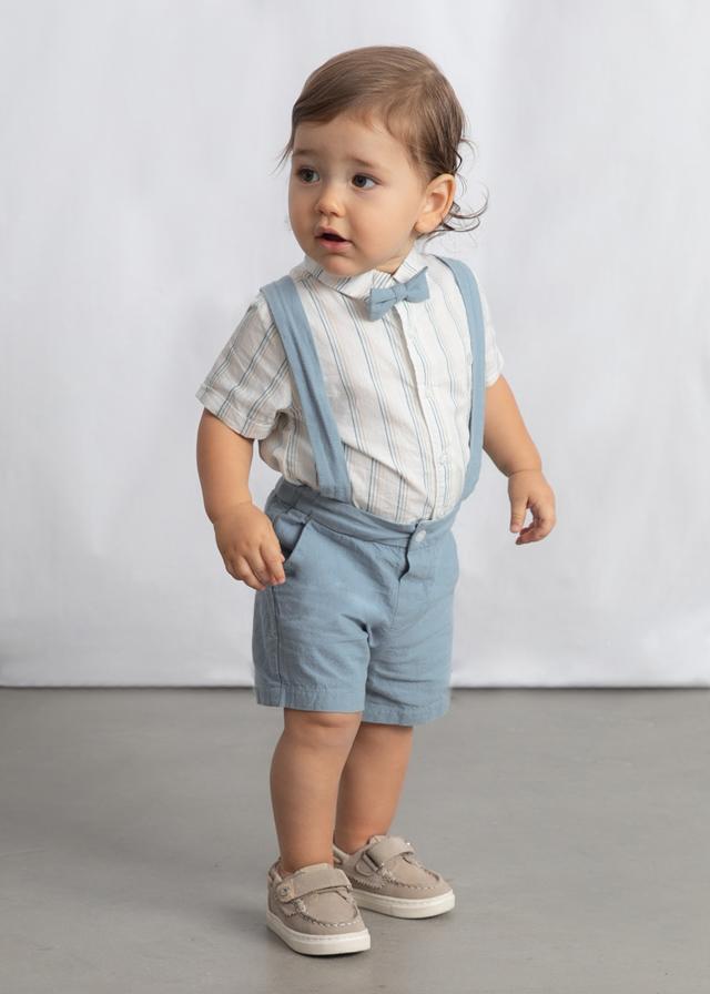 Completo pantaloncine e camicia con papillon neonato 