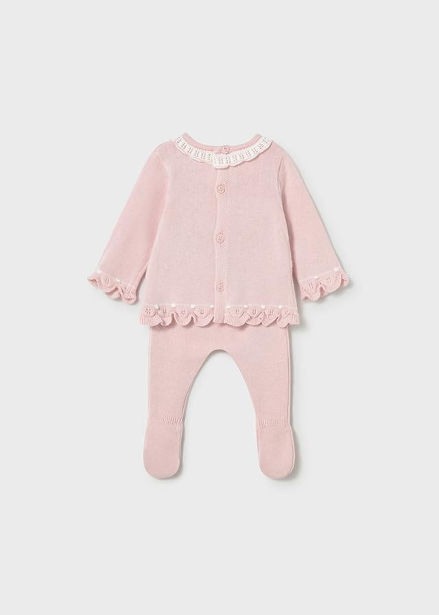 Completo ghettina e maglioncino tricot neonata 