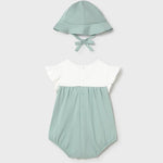 Pagliaccetto fiorellini con cappello neonata 