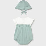Pagliaccetto fiorellini con cappello neonata 