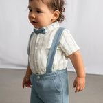 Completo pantaloncine e camicia con papillon neonato 