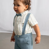 Completo pantaloncine e camicia con papillon neonato 