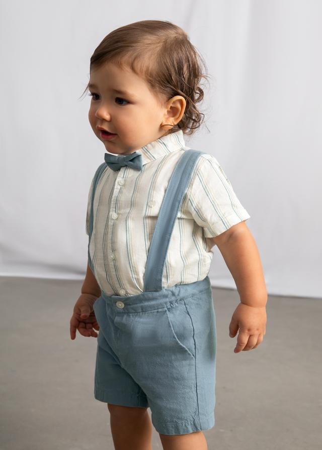 Completo pantaloncine e camicia con papillon neonato 