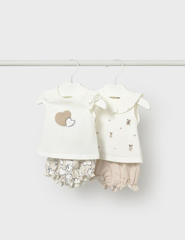 Completo 4 pezzi colletto volant neonata 