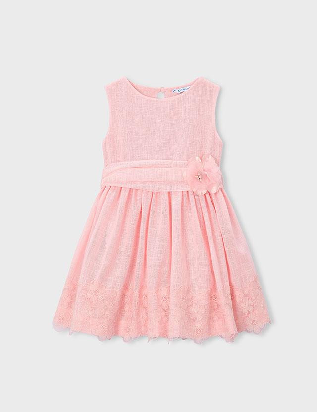 Vestito cerimonia con dettagli in pizzo bambina 