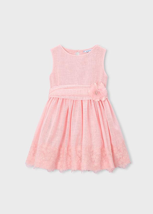 Vestito cerimonia con dettagli in pizzo bambina 
