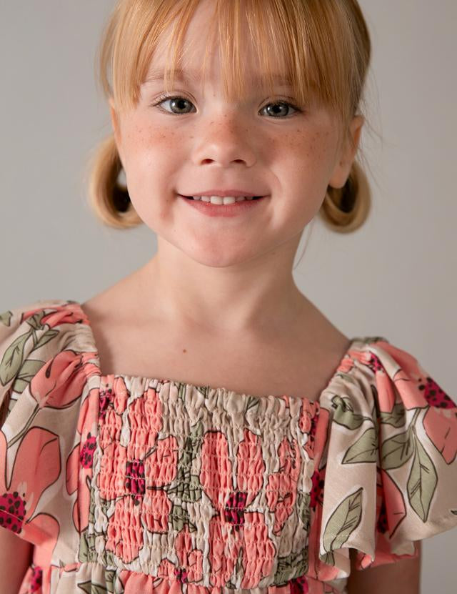 Vestito stampato nido d'ape bambina 