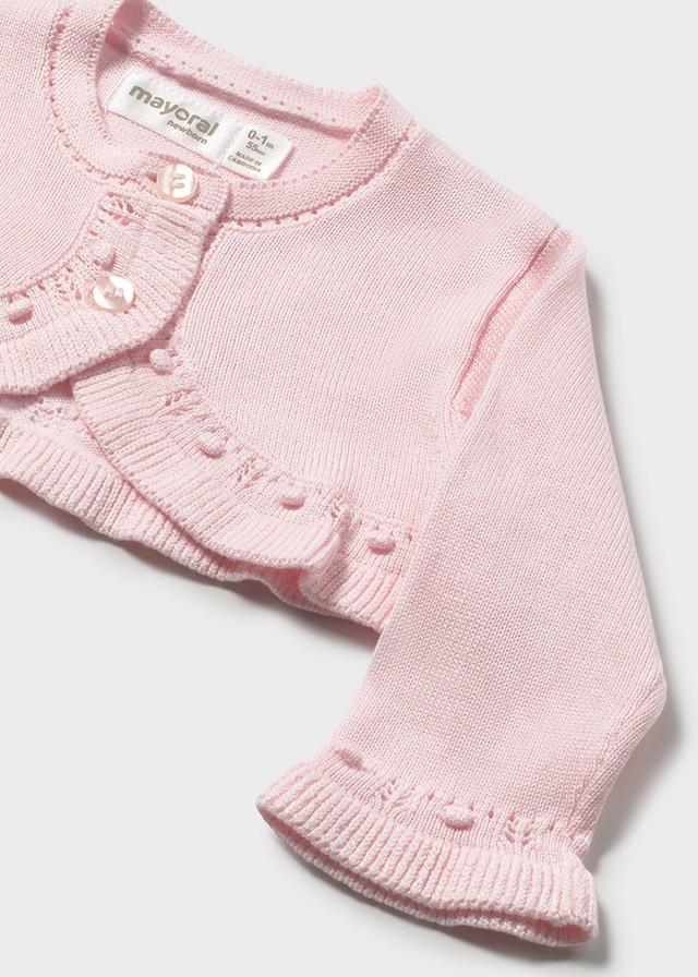 Cardigan tricot basic neonata rosa 
