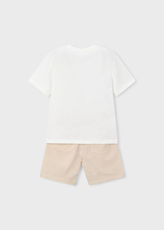 Completo bermuda e maglietta ricamata bambino 