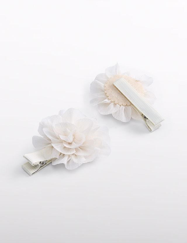 Set 2 fermagli fiori chiffon ragazza  abel e lula 