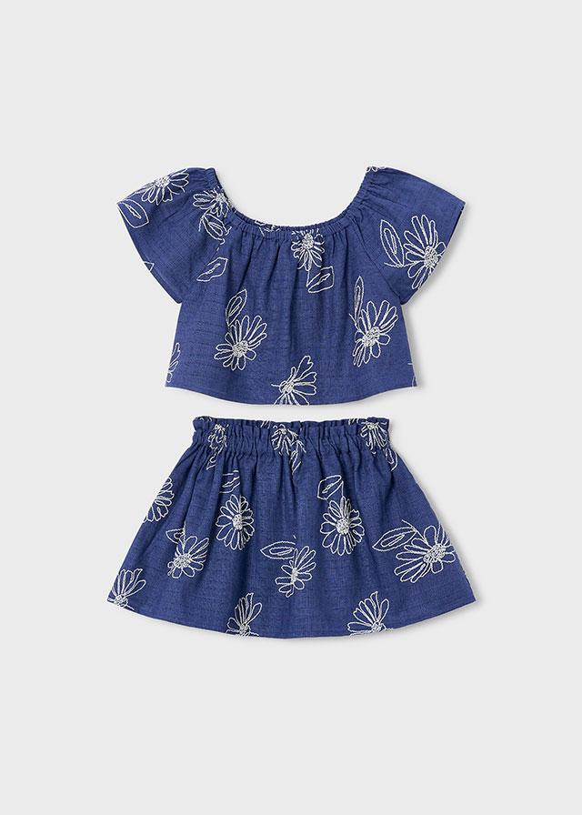 Completo gonna lino stampa bambina 