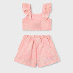 Completo con bermuda e top con volant cerimonia bambina 
