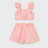 Completo con bermuda e top con volant cerimonia bambina 