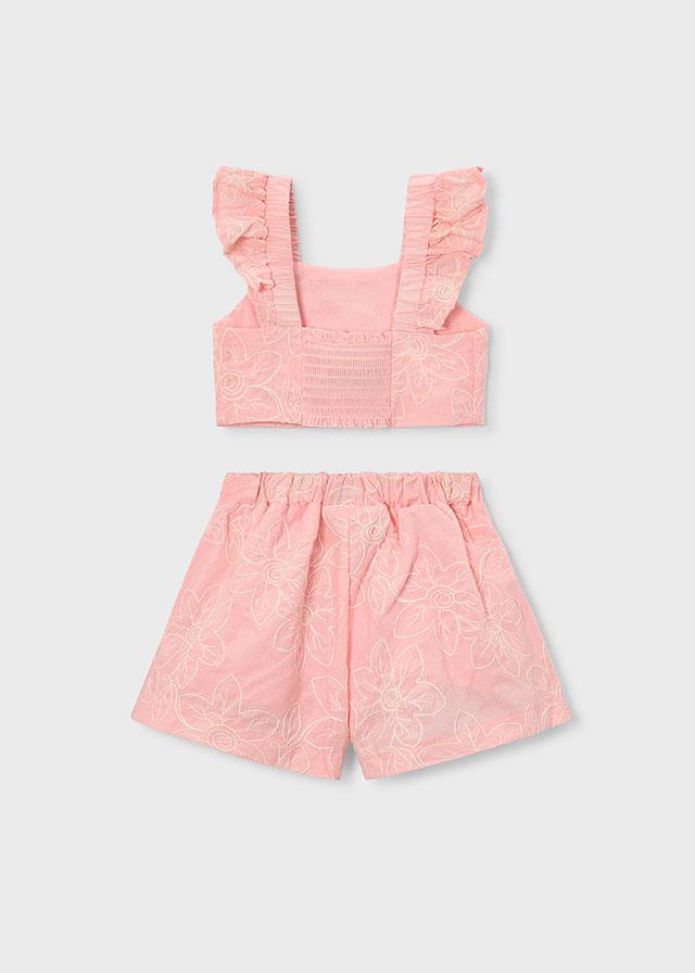 Completo con bermuda e top con volant cerimonia bambina 