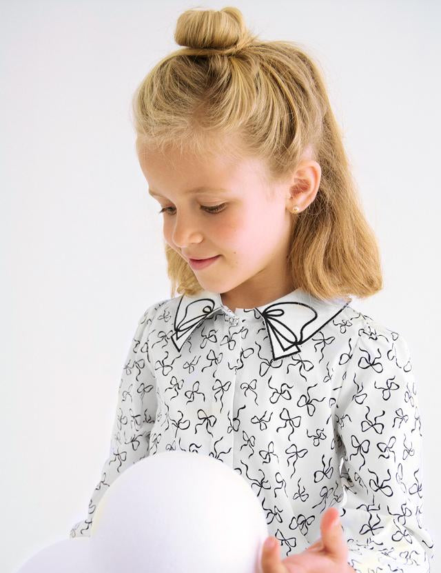 Blusa popelin satinato fiocco neonata Abel E Lula 