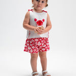 Completo pantaloncino stampato e maglietta neonata 