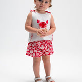 Completo pantaloncino stampato e maglietta neonata 
