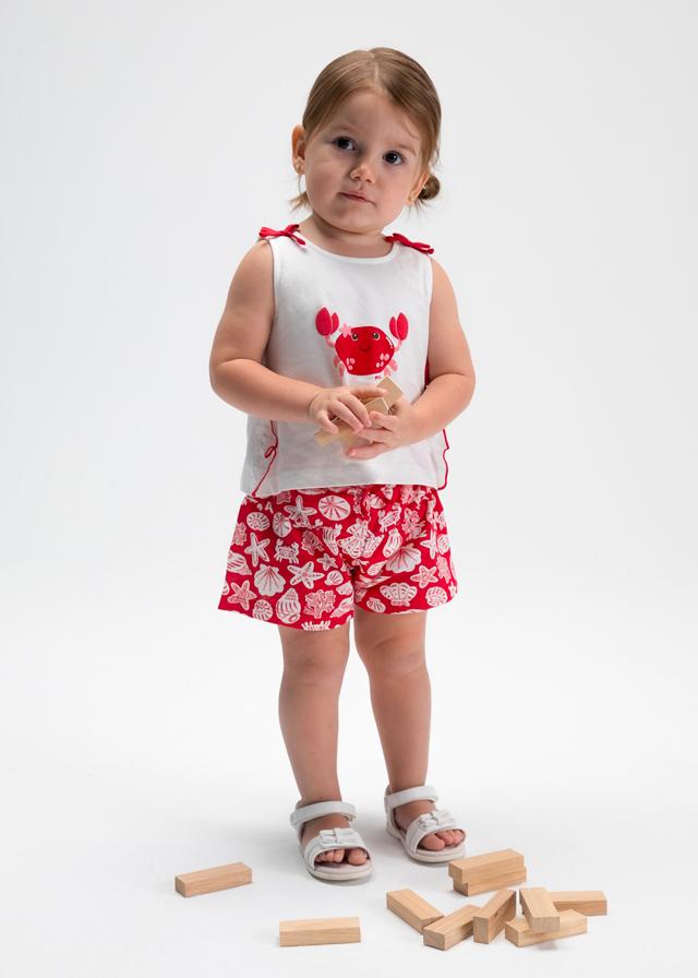 Completo pantaloncino stampato e maglietta neonata 
