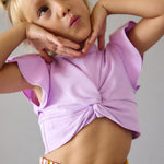 Completo shorts a righe e maglietta bambina 