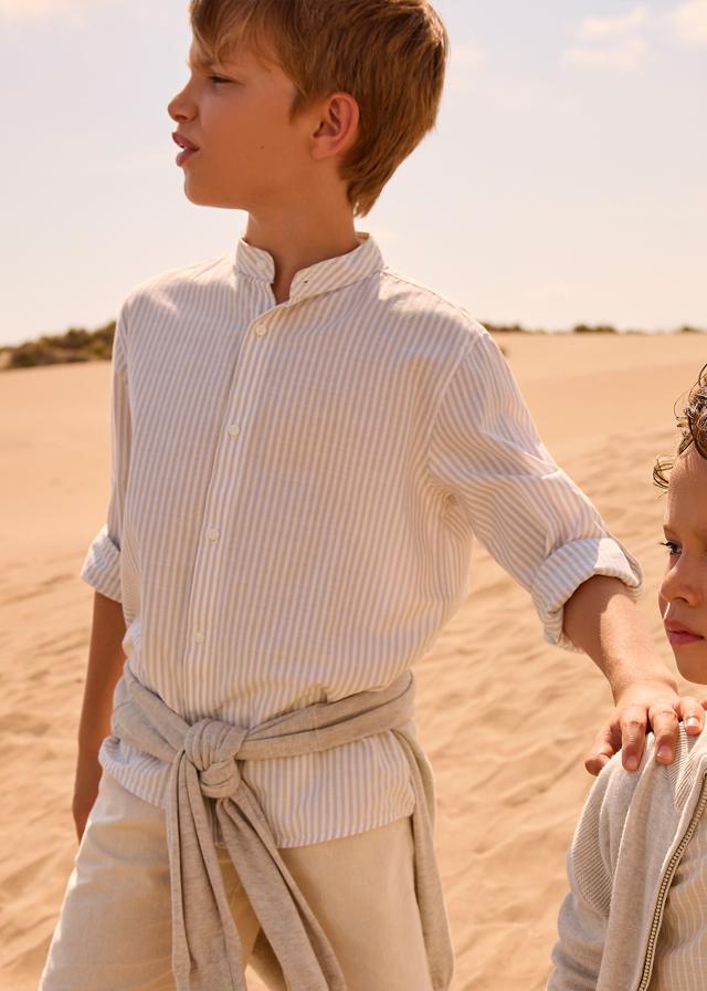 Camicia manica lunga colletto alla coreana ragazzo 
