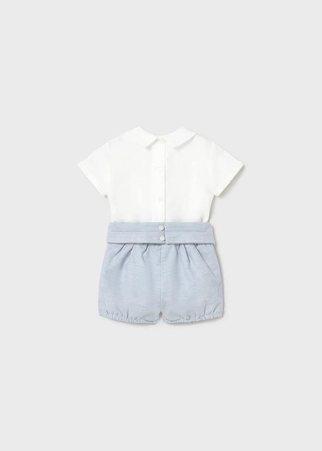 Completo cerimonia pantaloncino e camicia neonato 